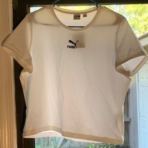 Puma Women’s Short Sleeve Tops Logo T Shirt Size Extra Large White  New